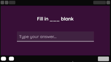 Fill in the blank question type on Quizizz