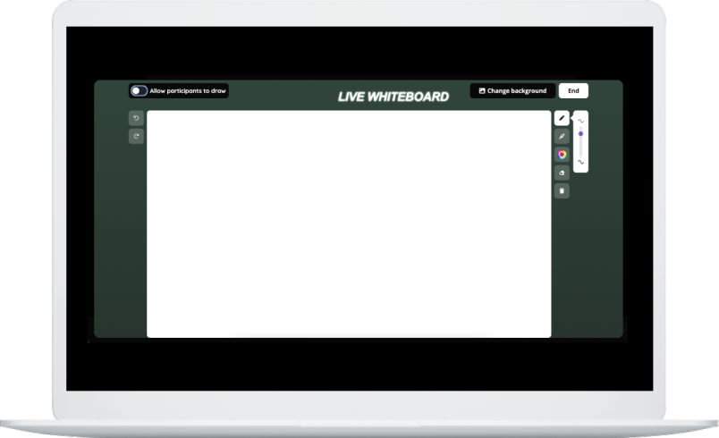 A laptop screen displaying Live Whiteboard